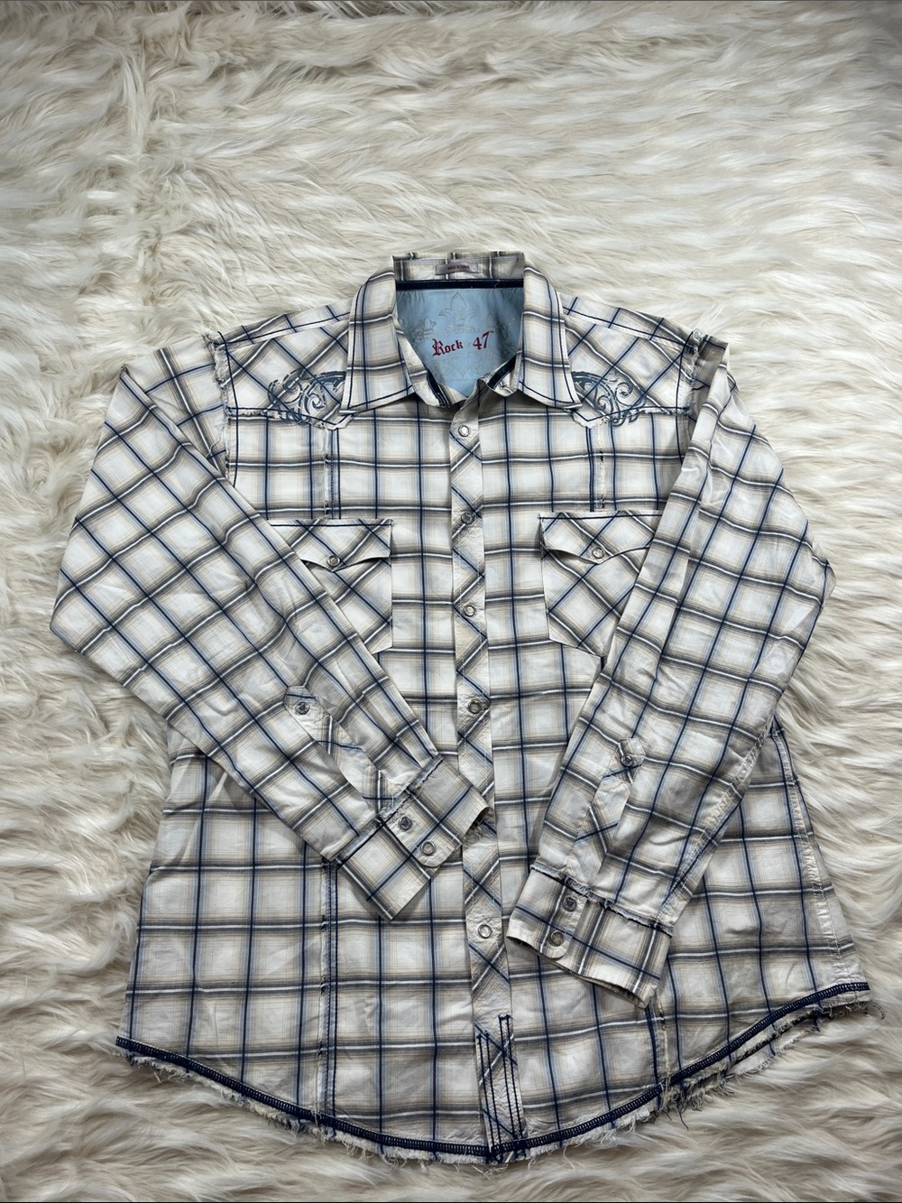 Rock 47 Snap Button Shirt XL Multi Color Plaid